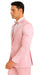 Men's Dusty Rose Satin Shiny Metallic Flashy with Sheen 3 Piece Skinny Fit Tazzio Suit with Peak Lapel Jacket