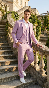 Men’s Dusty Rose 3 Piece Suit – Modern Pink Formal Suit Set for Wedding, Prom and Special Events Pinkish Color