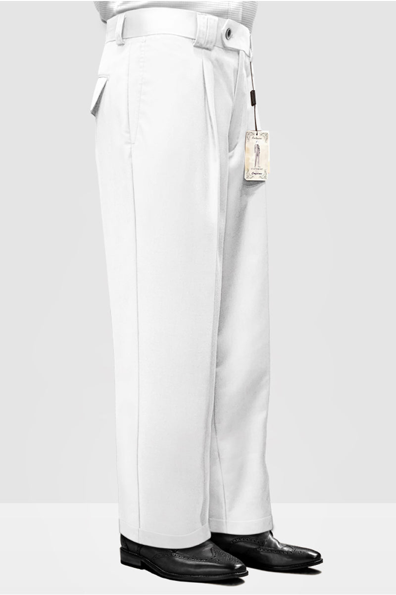 Mens Italian Wide Leg Dress Pants in White — MensUSA