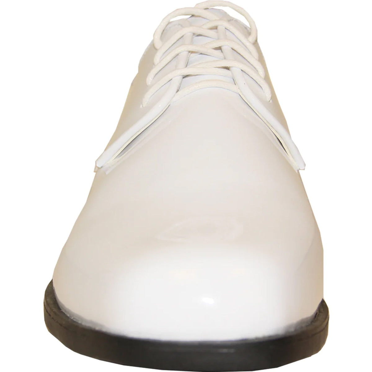 Bravo Mens Classic Plain Square Toe Shiny Patent Tuxedo Dress Shoe in White