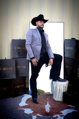Men's Western Grey Blazer Slim Fit Steel Gray Sport Coat for Weddings, Business & Formal Events