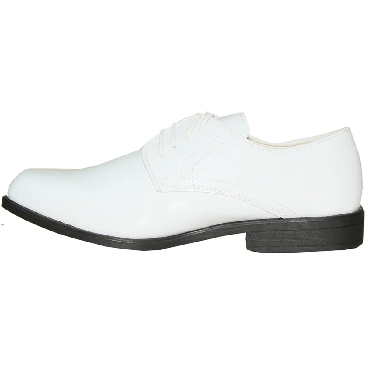 Bravo Mens Classic Formal Shiny Patent Tuxedo Shoe in White