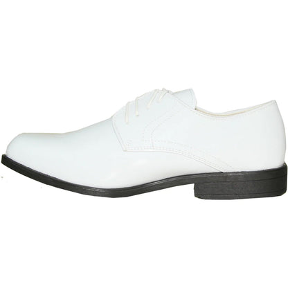 Bravo Mens Classic Formal Shiny Patent Tuxedo Shoe in White