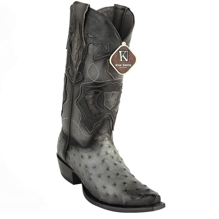 King Exotic Men's Ostrich Western Snip Toe Boots