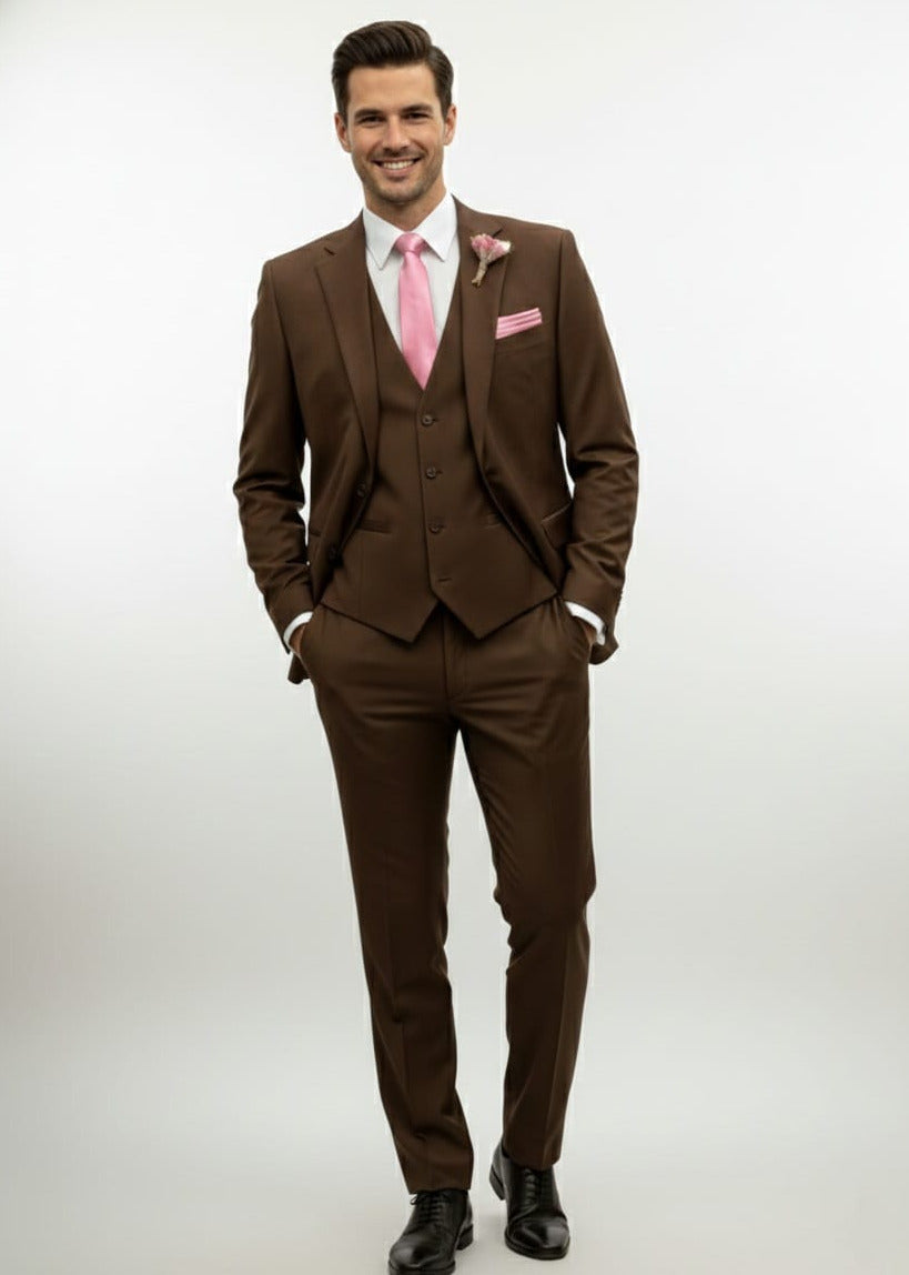 Effetti Suit Designer - 2 button Notch Lapel slim fit EF2N+V-8129 Light Brown Mocca Cappuccino