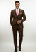 Mens Giovanni Testi Brown Suit Set – 2 Button Notch Lapel Blazer with Pick Stitching & Comfort Waist Pants