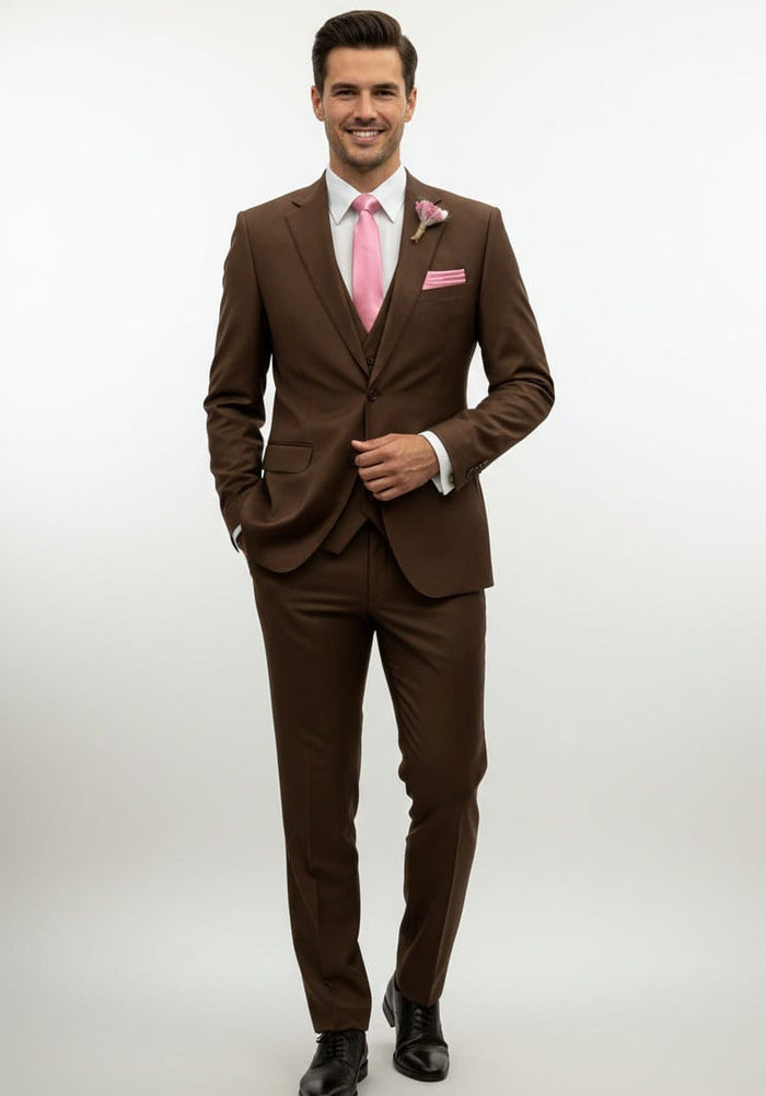 Effetti Suit Designer - 2 button Notch Lapel slim fit EF2N+V-8129 Light Brown Mocca Cappuccino