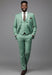 Mens Giovanni Testi Mint 3 Piece Suit – Modern Fit 2 Button Notch Lapel with Pick Stitching & Flex Waist Pants