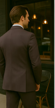 Wool Suit - Italian Made Business Suit by Statement Men's 2 Piece 100% Wool Modern Fit Suit - Subtle Windowpane