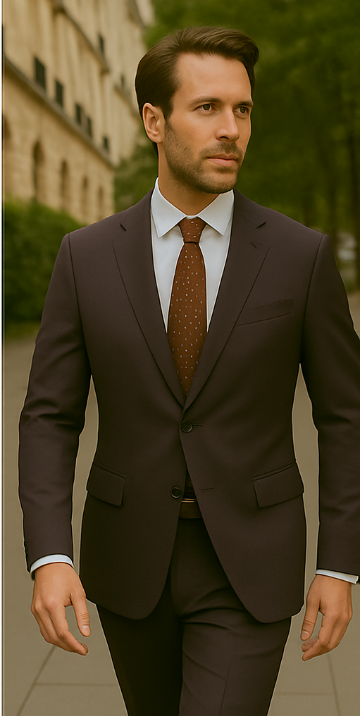 Wool Suit - Italian Made Business Suit by Statement Men's 2 Piece 100% Wool Modern Fit Suit - Subtle Windowpane