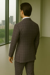 Wool Suit - Italian Made Business Suit by Statement Men's 3 Piece 100% Wool Modern Fit Suit - Fashion Pattern