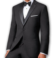 (36R, 46L) Regular Fit Black 2 Piece Tuxedo With Satin Lapel