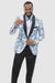 EJ Samuel Aqua Blue Brocade Prom Tuxedo Jacket