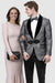 EJ Samuel Charcoal Grey Hatch Pattern Smoking Jacket in Pewter