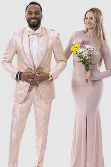 EJ Samuel Gold & Pink Tuxedo Jacket – Wedding & Prom Standout