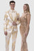 EJ Samuel Ivory & Gold Slim-Fit Paisley Tuxedo: Bold Wedding Statement