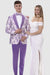 EJ Samuel Lavender Paisley Slim Fit Prom Tuxedo with Studded Lapel
