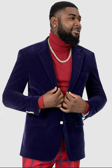 EJ Samuel Royal Blue Velvet Modern Fit Blazer