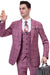 EJ Samuel Men's Mauve Pink 1-Button Windowpane Plaid Vested Suit