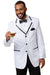 "EJ Samuel Men's 3-Btn White Tuxedo with Black Trim".