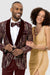 EJ Samuel Men's Burgundy and Gold Sequin Velvet Tux Blazer