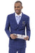 EJ Samuel Men's Navy Windowpane Double Breasted Pleated Pant Suit