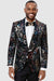 EJ Samuel Men's Floral Embellished Shawl Tuxedo Blazer