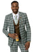 EJ Samuel Men's Hunter Green Windowpane Plaid Double Breasted Vest Suit