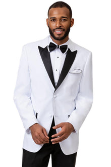 EJ Samuel Men's Ivory & Black Two-Button Peak Lapel Tuxedo