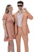EJ Samuel Men's Modern Fit Coral Linen Suit