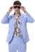 EJ Samuel Men's Modern Fit Sky Blue Linen Suit for Summer