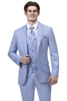 EJ Samuel Modern Fit Sky Blue Sharkskin Suit – Two Button