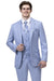 EJ Samuel Men's Modern Fit Sky Blue Sharkskin Business Suit with 2 Buttons.