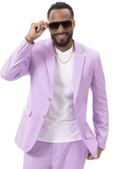 EJ Samuel Men's Lilac Lavender Modern Linen Suit – Classic Fit