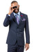 EJ Samuel Men's Navy Blue 2-Button Slim Fit Suit