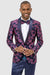 EJ Samuel Men's Navy Floral Studded Tuxedo Blazer