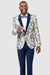 EJ Samuel Men's Navy Velvet Floral Tuxedo Jacket