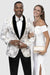 EJ Samuel Men's One Button White & Gold Pattern Tuxedo Jacket