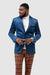 EJ Samuel Men's Paisley Velvet Blazer in Aqua Blue