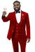 EJ Samuel Men's Red Vested Suit w/ Double Breasted Bespoke Gold Buttons