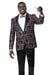 EJ Samuel Men's Black & Red Shawl Lapel Tuxedo Jacket