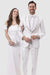 EJ Samuel Men's Silver & White Paisley Tuxedo with Sequin Lapel Trim