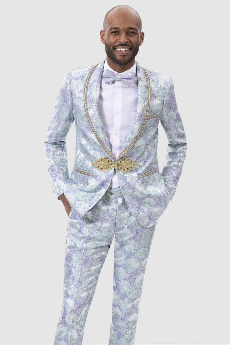 EJ Samuel Black Shawl-Vested Paisley Tuxedo: Perfect for Weddings & Proms main image 0