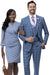 EJ Samuel Men's Teal Blue Vested Windowpane Suit: Refined One-Button Style.