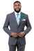 EJ Samuel Men's Ultra Slim Fit 2-Button Suit in Medium Grey
