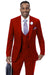 EJ Samuel Men's Vested Peak Lapel Suit in Red: Modern Style with Double Breasted Vest