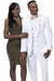 EJ Samuel Men's White Modern Suit w/ Peak Lapel & 2 Btn Vested Vest