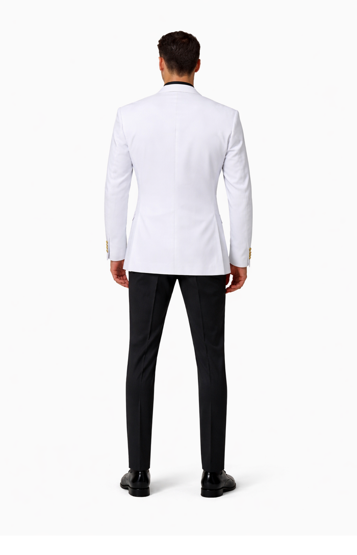 EJ Samuel Men's Crisp White Two-Button Club Blazer