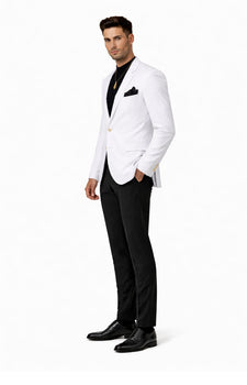 EJ Samuel Men's Crisp White Two-Button Club Blazer