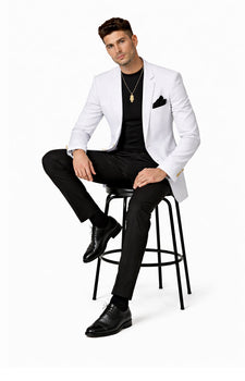 EJ Samuel Men's Crisp White Two-Button Club Blazer